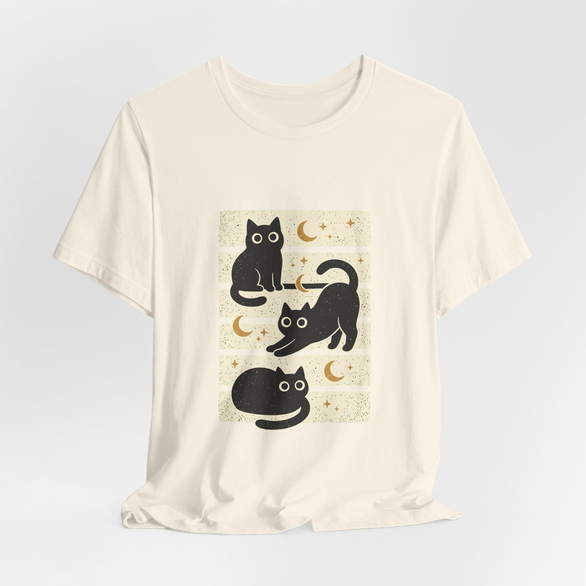 Black Cats Moon Tee | Halloween Retro Vintage Stripe