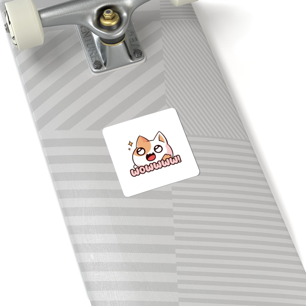 Cute 'Wowwww!' Cat Sticker — Kiss-Cut Vinyl Sticker