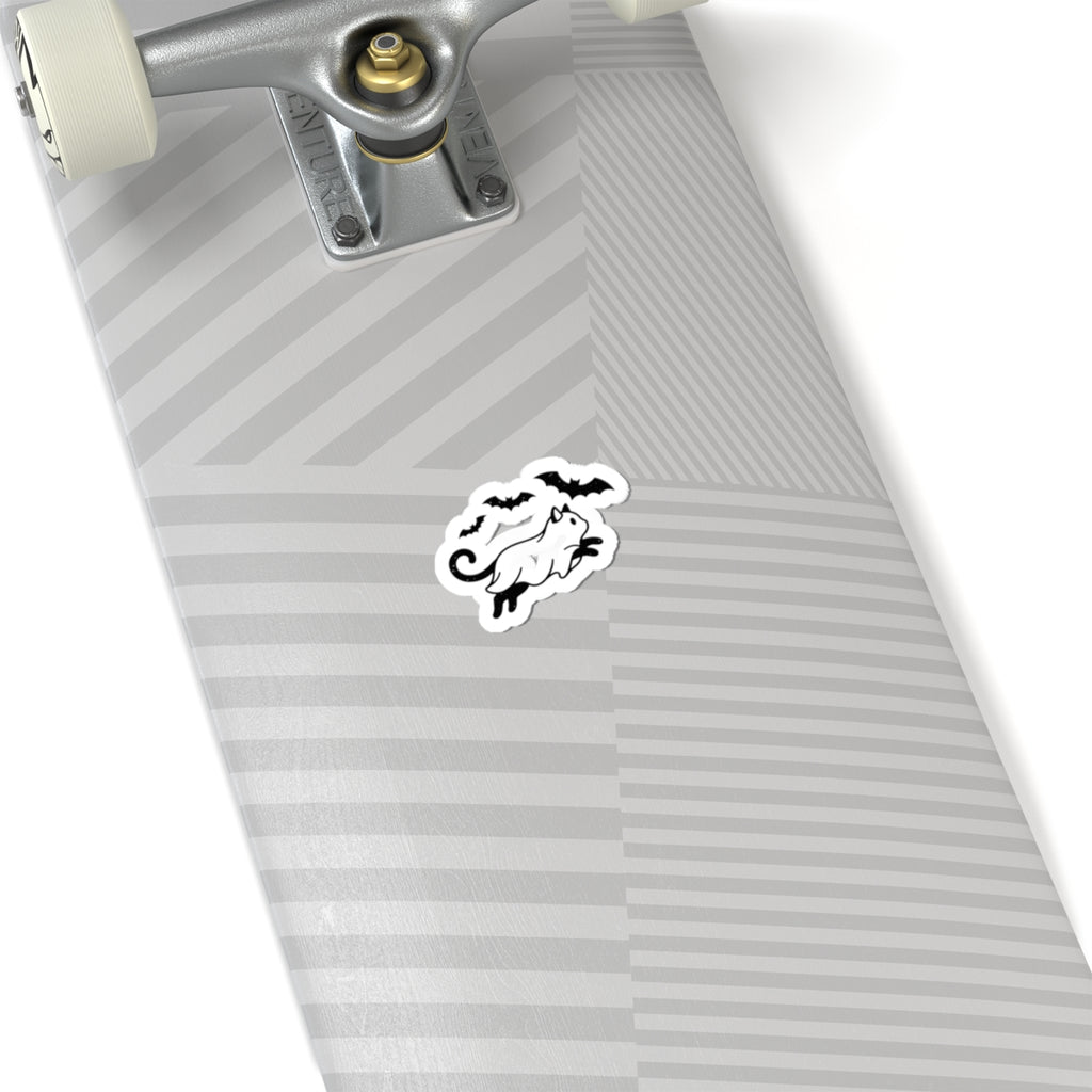 Spooky Cat with Bats Sticker | Kiss-Cut Sticker, Halloween Aesthetic