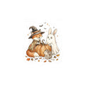 Spooky Animals Fox & Ghost Bunny Sticker | Halloween Pumpkin Kiss-Cut
