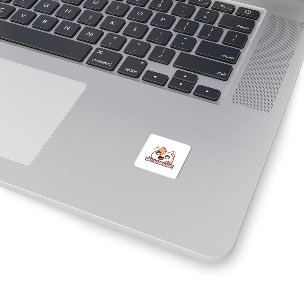 Cute 'Wowwww!' Cat Sticker — Kiss-Cut Vinyl Sticker