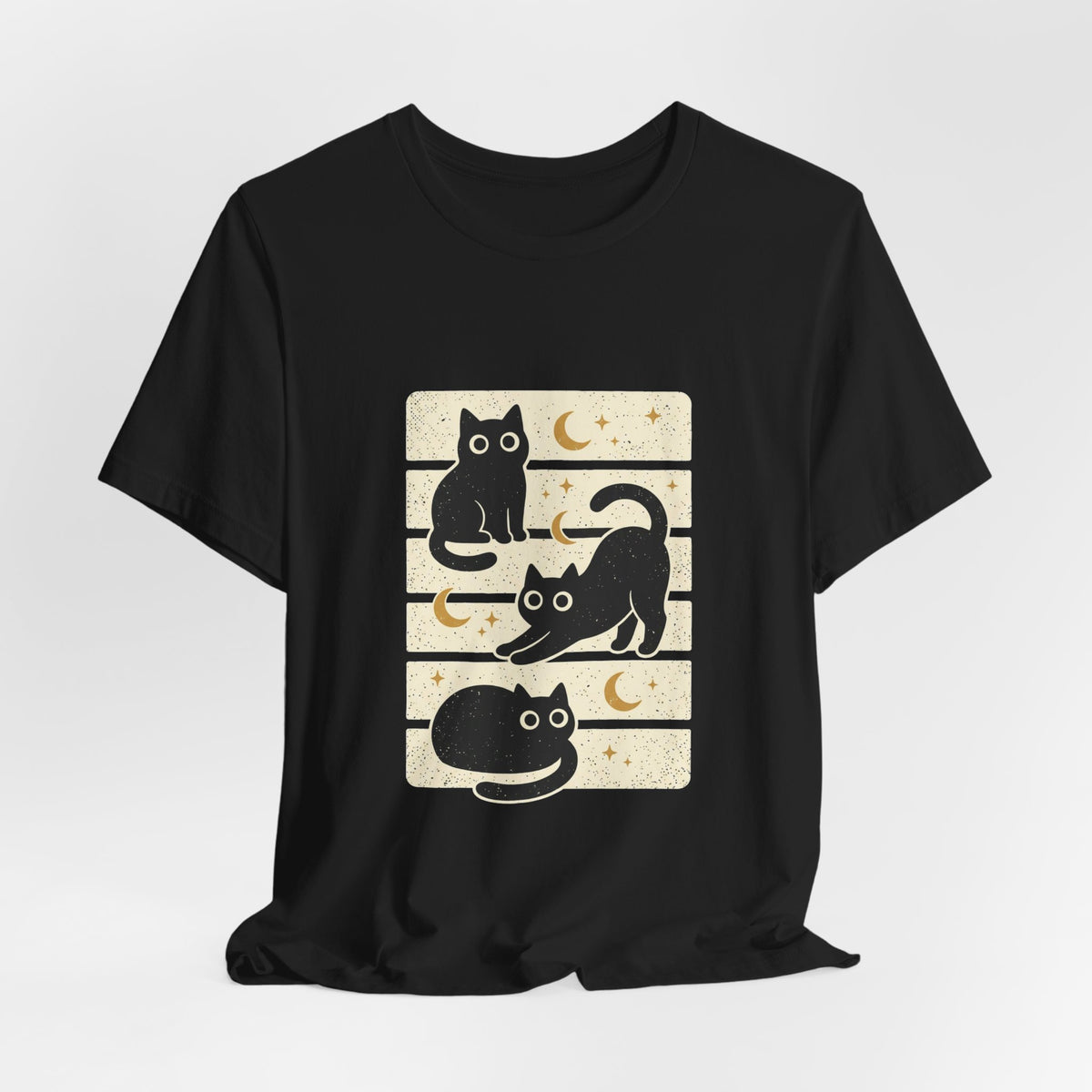 Black Cats Moon Tee | Halloween Retro Vintage Stripe
