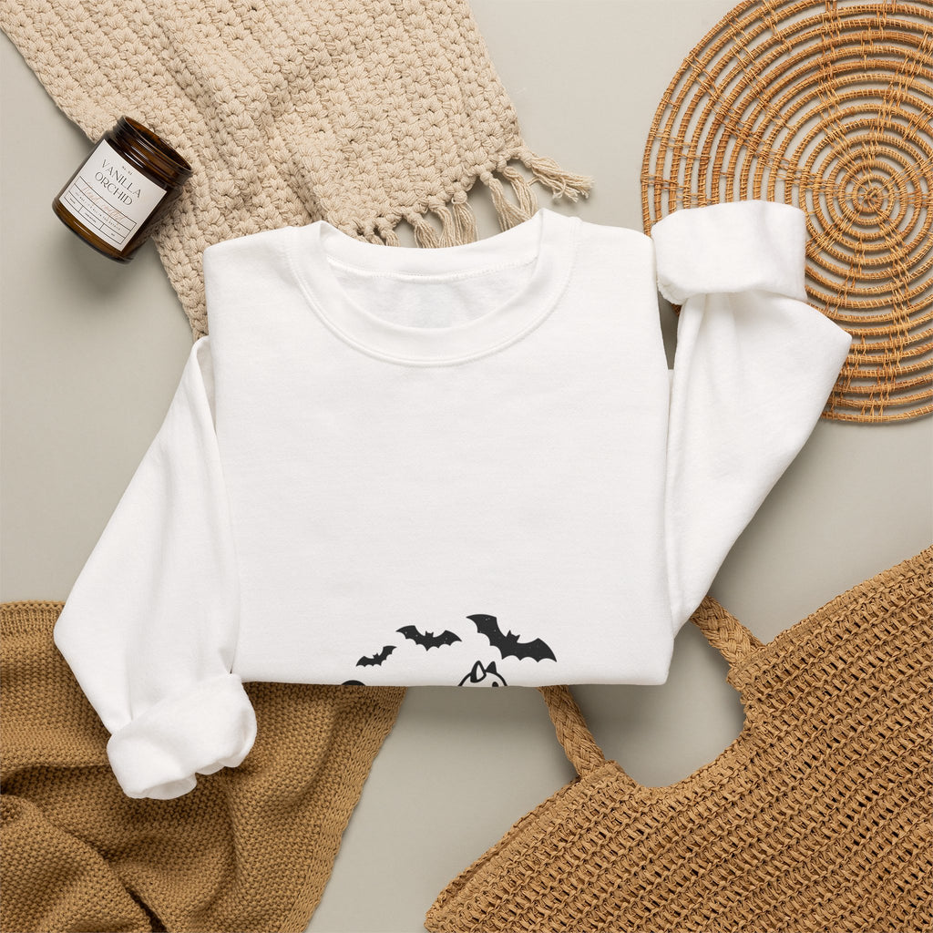 Black Cat and Bats Sweatshirt | Spooky Animals Halloween Aesthetic