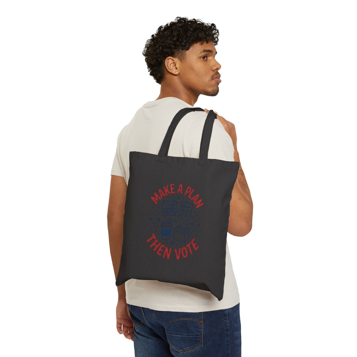 Make a Plan Then Vote Tote | Voter Turnout Canvas Tote, Midterm Election Accessory
