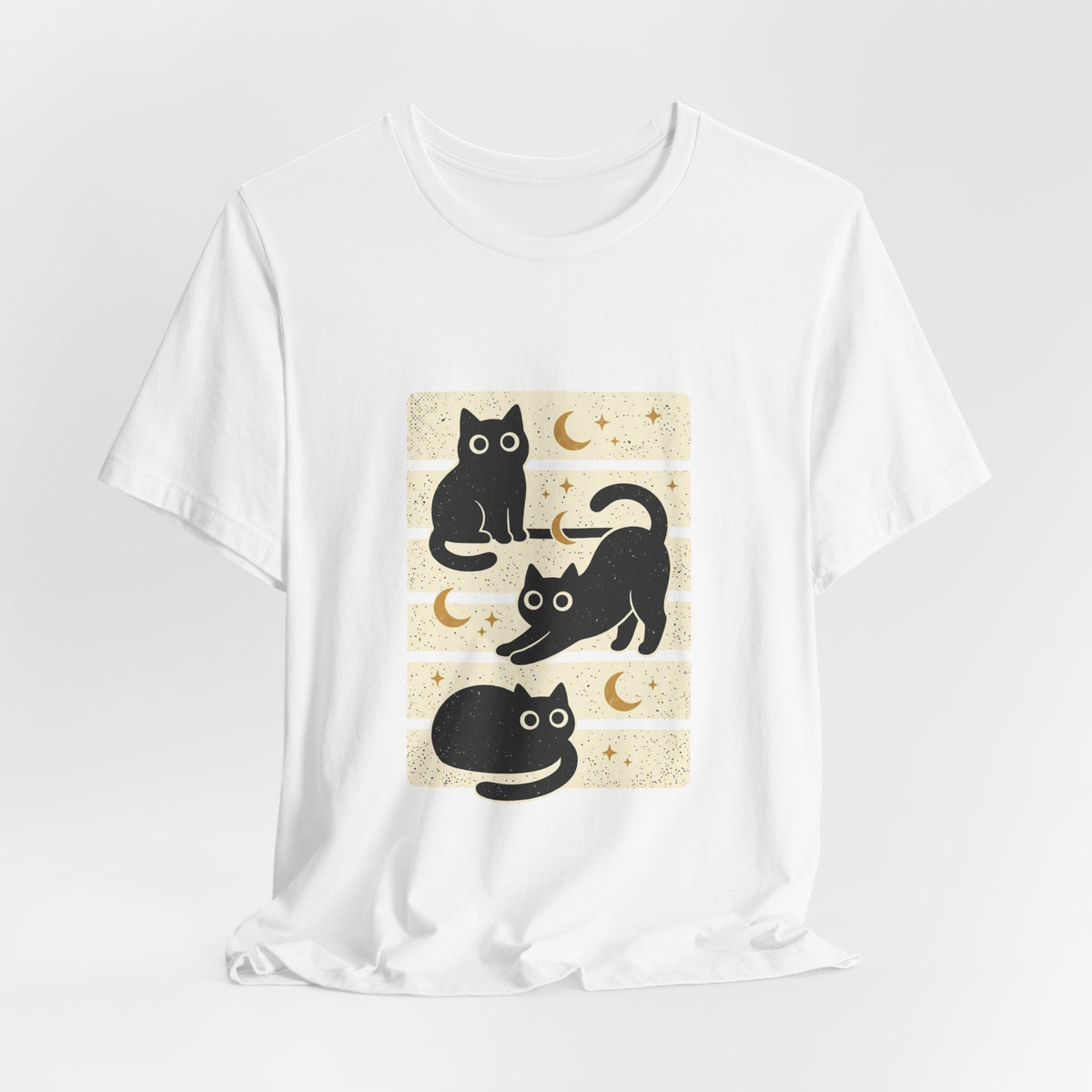 Black Cats Moon Tee | Halloween Retro Vintage Stripe