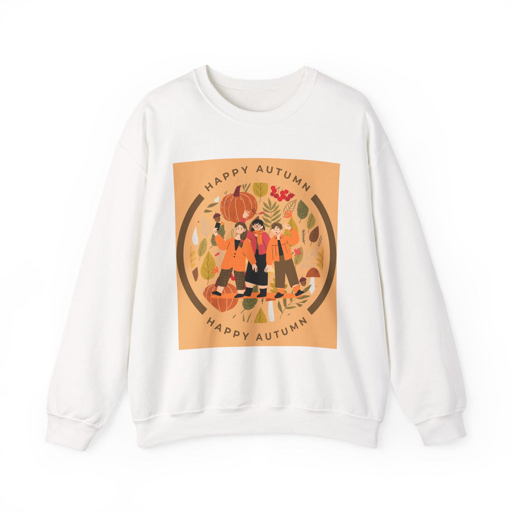 Autumn Friends Crewneck Sweatshirt — "Happy Autumn" Cozy Fall Pullover