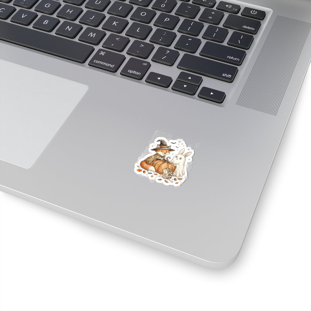 Spooky Animals Fox & Ghost Bunny Sticker | Halloween Pumpkin Kiss-Cut