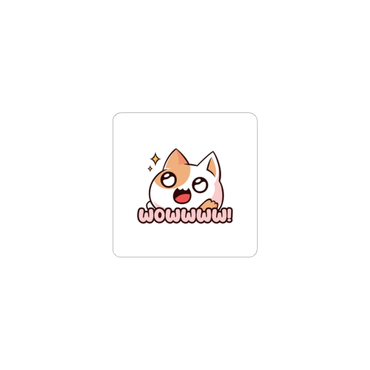 Cute 'Wowwww!' Cat Sticker — Kiss-Cut Vinyl Sticker