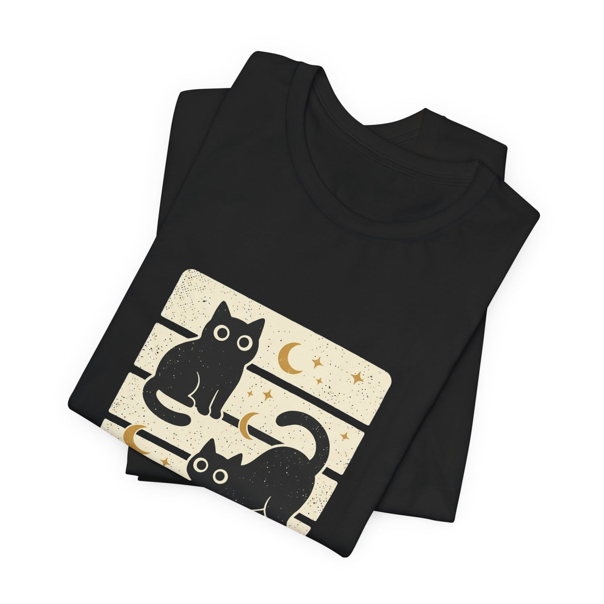 Black Cats Moon Tee | Halloween Retro Vintage Stripe