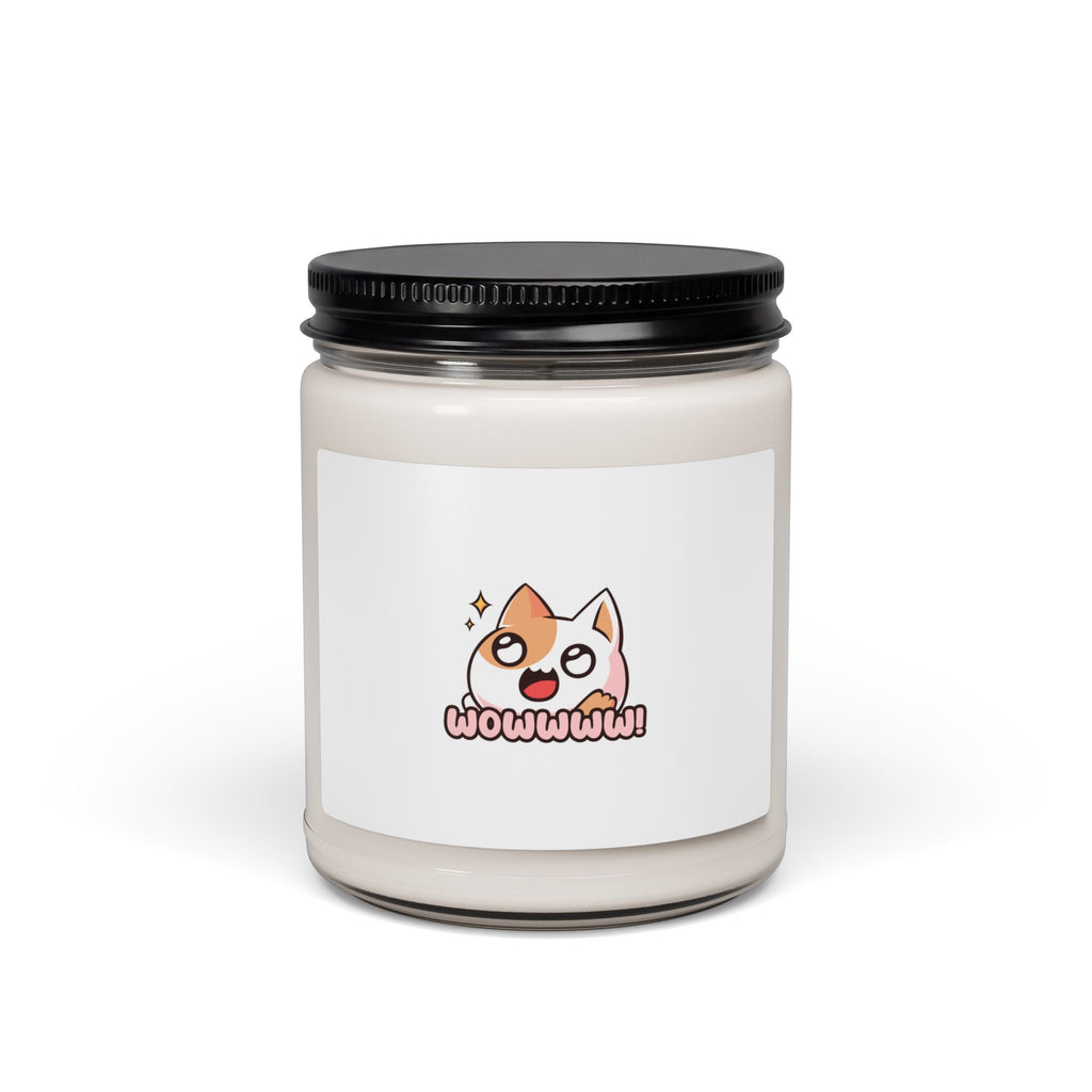 9oz Soy Candle — Cute 'Wowwwww!' Cartoon Cat Scented Candle