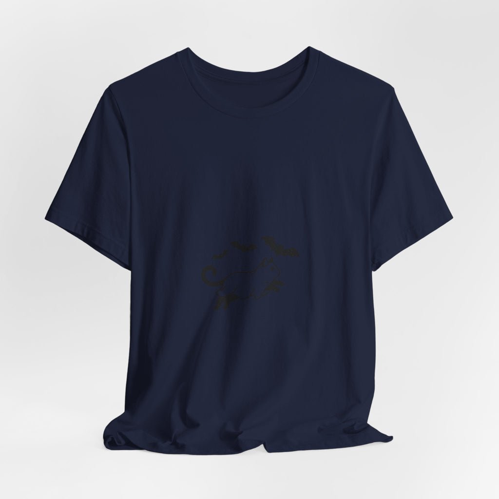 Ghost Cat with Bats Tee | Spooky Animals Halloween Shirt