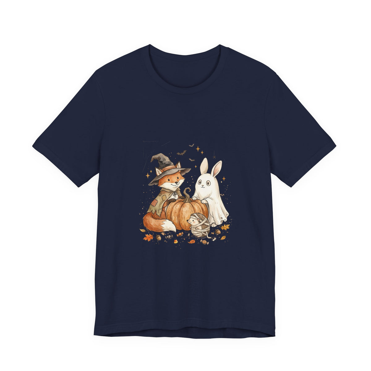 Halloween Fox & Ghost Bunny Tee | Spooky Animals Pumpkin Witch Hat