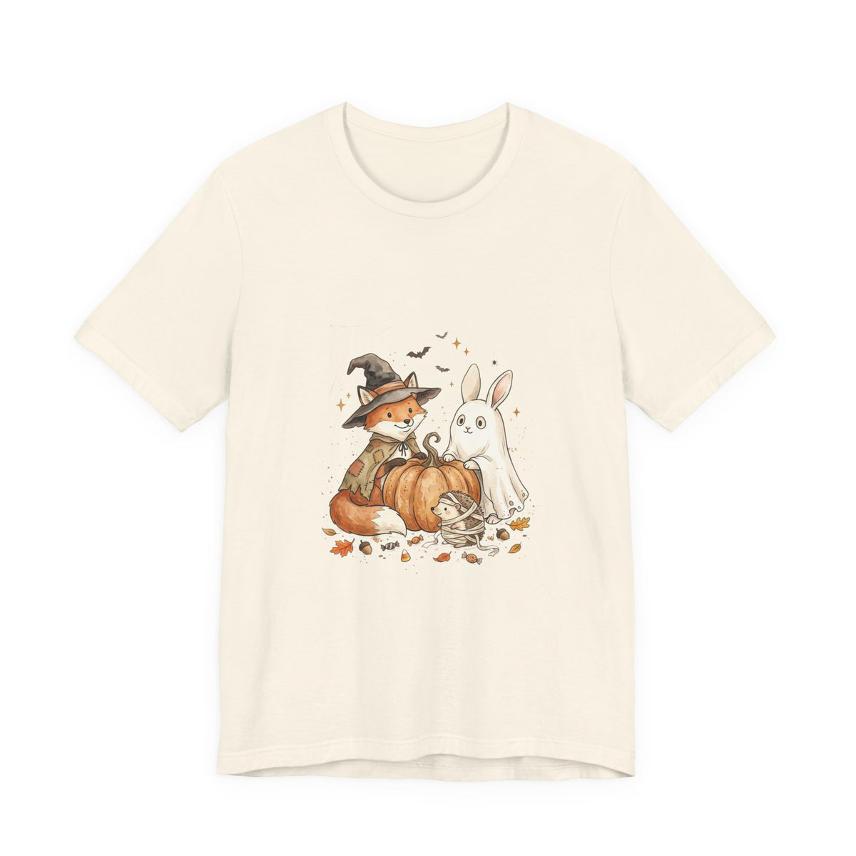 Halloween Fox & Ghost Bunny Tee | Spooky Animals Pumpkin Witch Hat