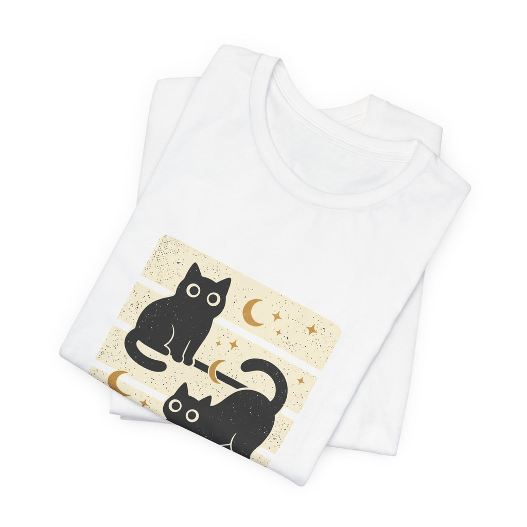 Black Cats Moon Tee | Halloween Retro Vintage Stripe